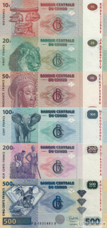 Kongo sada 10-20-50-100-200-500 Francs UNC